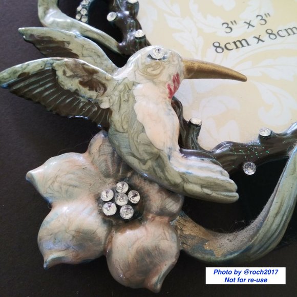 Hummingbird Enamel and Crystal Photo Frame - Picture 4 of 7